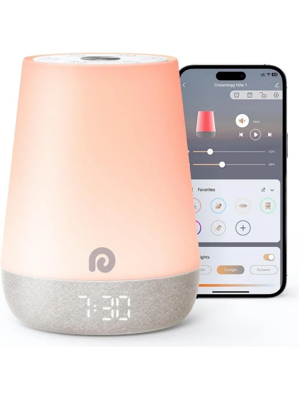 Soothing White Noise Sound Machine with Night Light & Alarm Clock for Kids